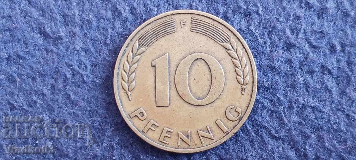 Germania 10 pfennigi 1950 F an rar
