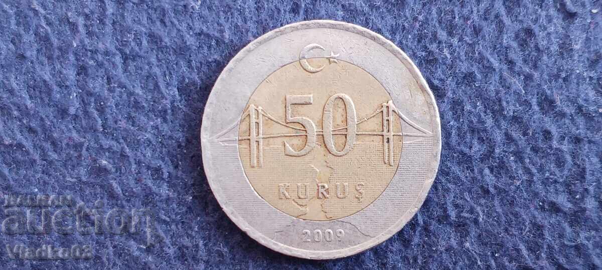 Turcia 50 kuruș 2009