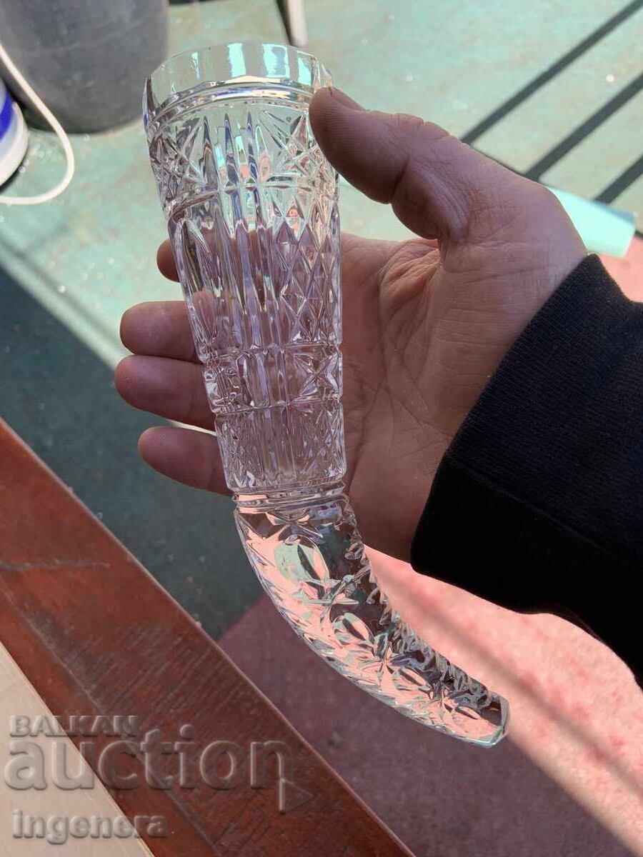 Licitație PAHAR FORMĂ DE CORN STICLĂ CRISTAL GROS RELIEF DIN PERIOADA SOCIALISTĂ-URSS