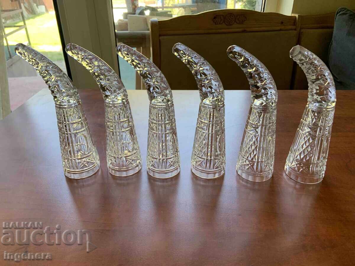 PAHAR FORMĂ DE CORN STICLĂ CRISTAL GROS RELIEF DIN PERIOADA SOCIALISTĂ-URSS - 7