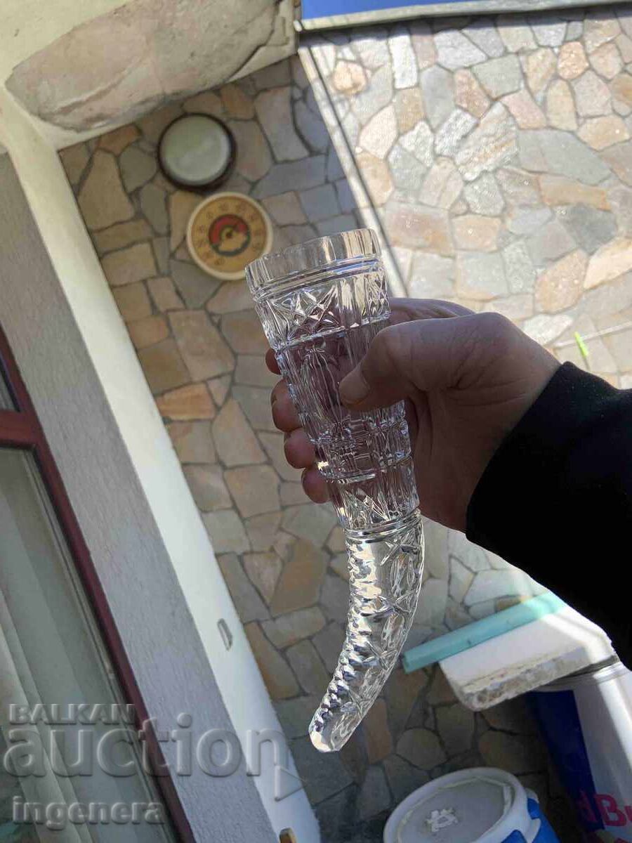 PAHAR FORMĂ DE CORN STICLĂ CRISTAL GROS RELIEF DIN PERIOADA SOCIALISTĂ-URSS