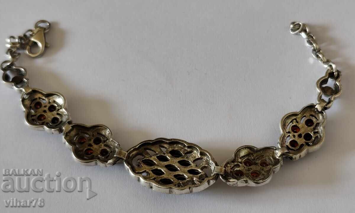 brățară din argint cu granat și marcazite - 7