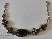 Silver bracelet with garnet and marcasites