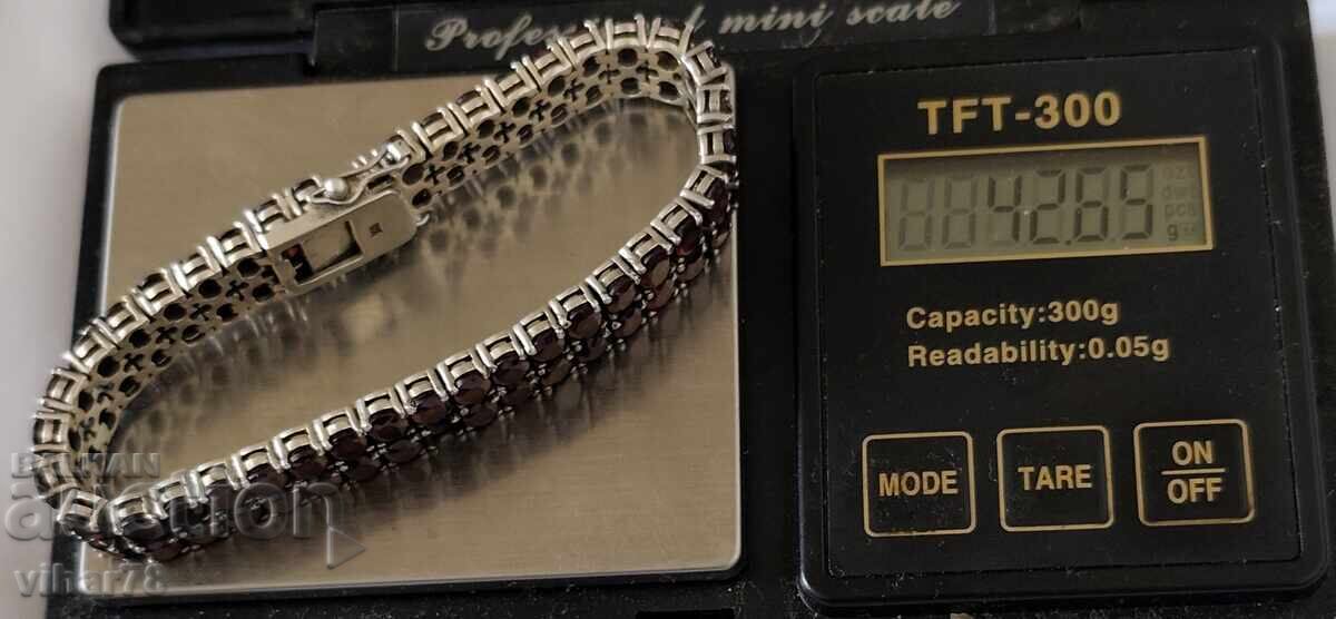 silver bracelet with garnet - 7