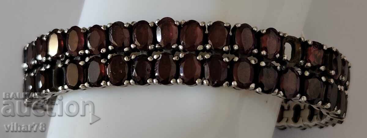 silver bracelet with garnet