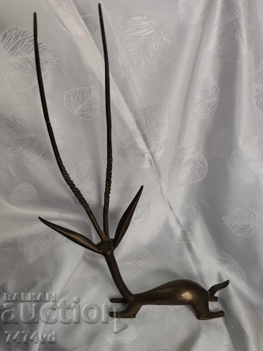 Licitație Statuetă elegantă înaltă din bronz - Antilopă Oryx 40 cm