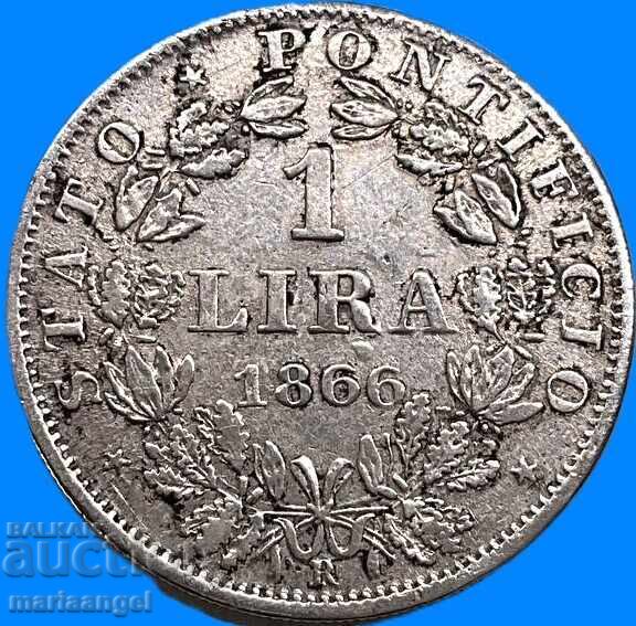 1 Лира 1866 Ватикана сребро