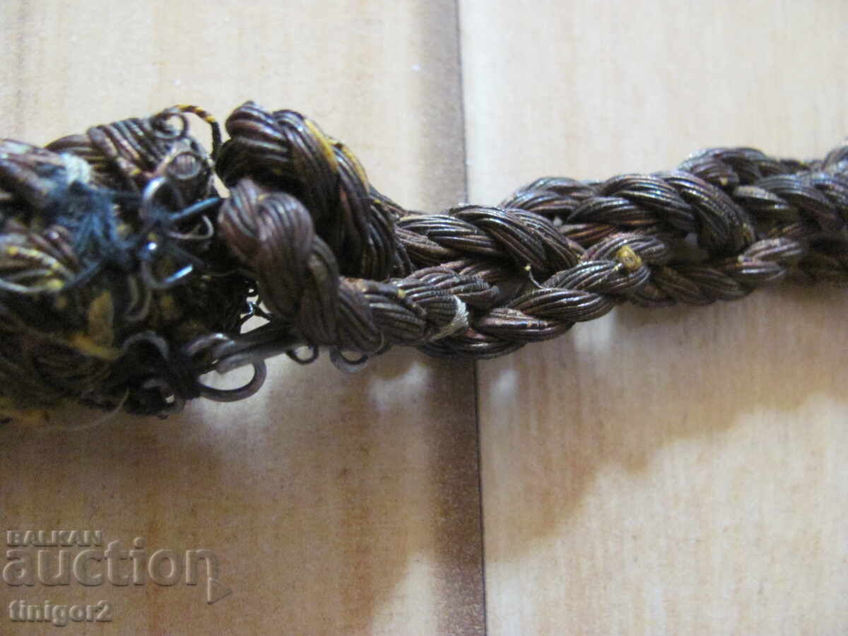 Аукцион 19век плетен колан от метална златна сърма за носия