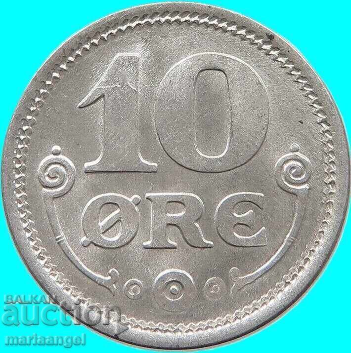 Denmark 10 Ore 1918 Silver - 6