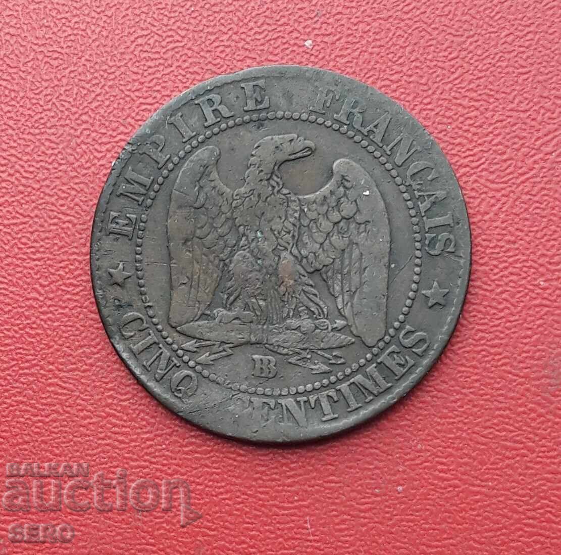 Franta-5 centimes 1854 BB-Strasbourg