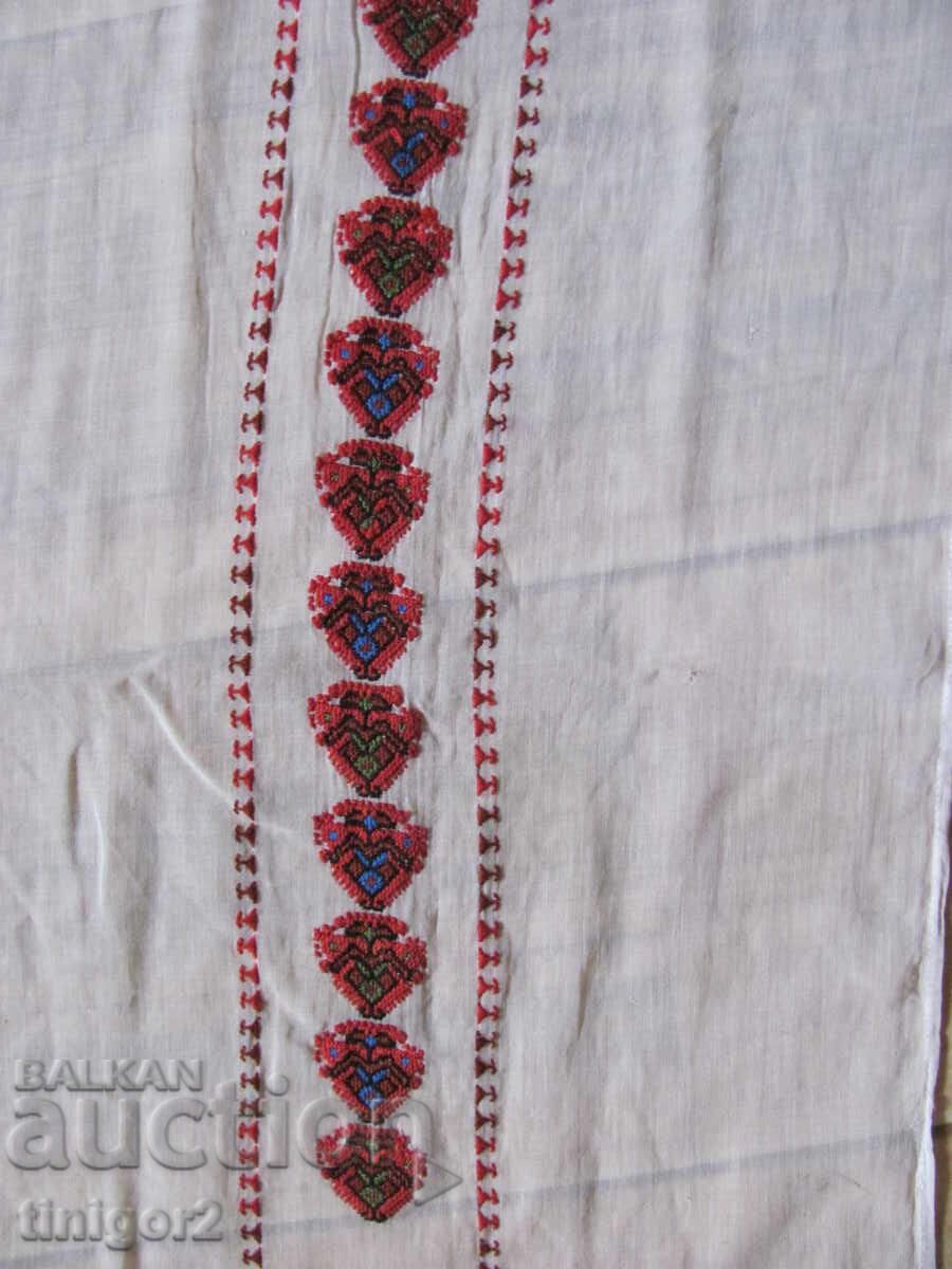 Licitație Față de masă cusută manual, caro, motive populare, 115x78 cm