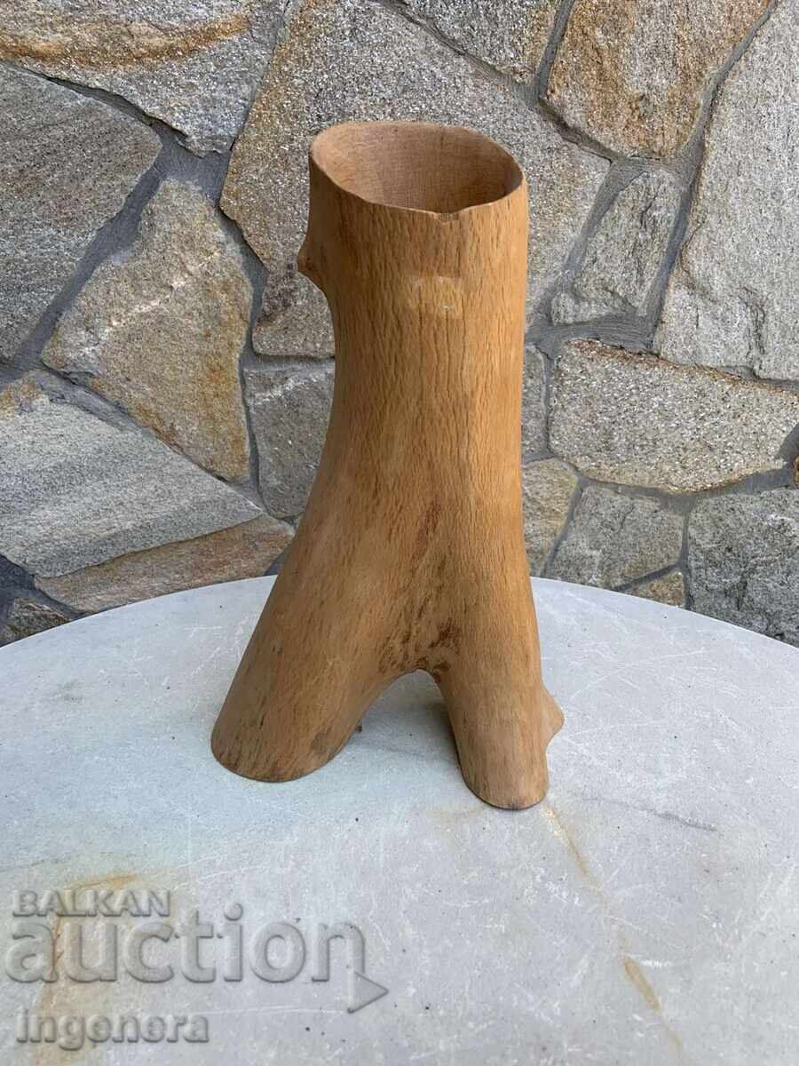 VAZĂ DIN LEMN, ARTĂ DIN LEMN, PIESĂ NATURALĂ PENTRU FLORI USCATE