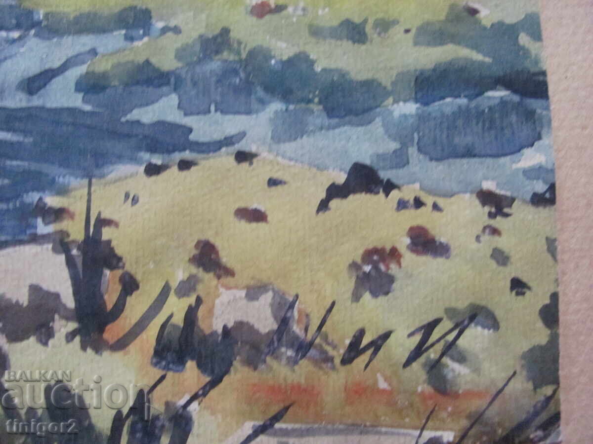 Licitație Tablou vechi - acuarelă, peisaj, 36x30 cm