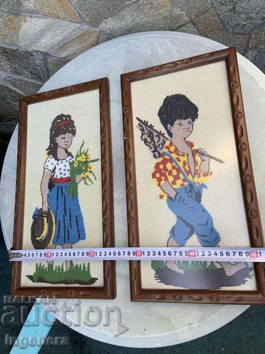 Доставка на ГОБЛЕН ПОШИВАНО ПАНО ОТ РАННИЯТ СОЦ ДЪРВЕНА РАМКА СТЪКЛО