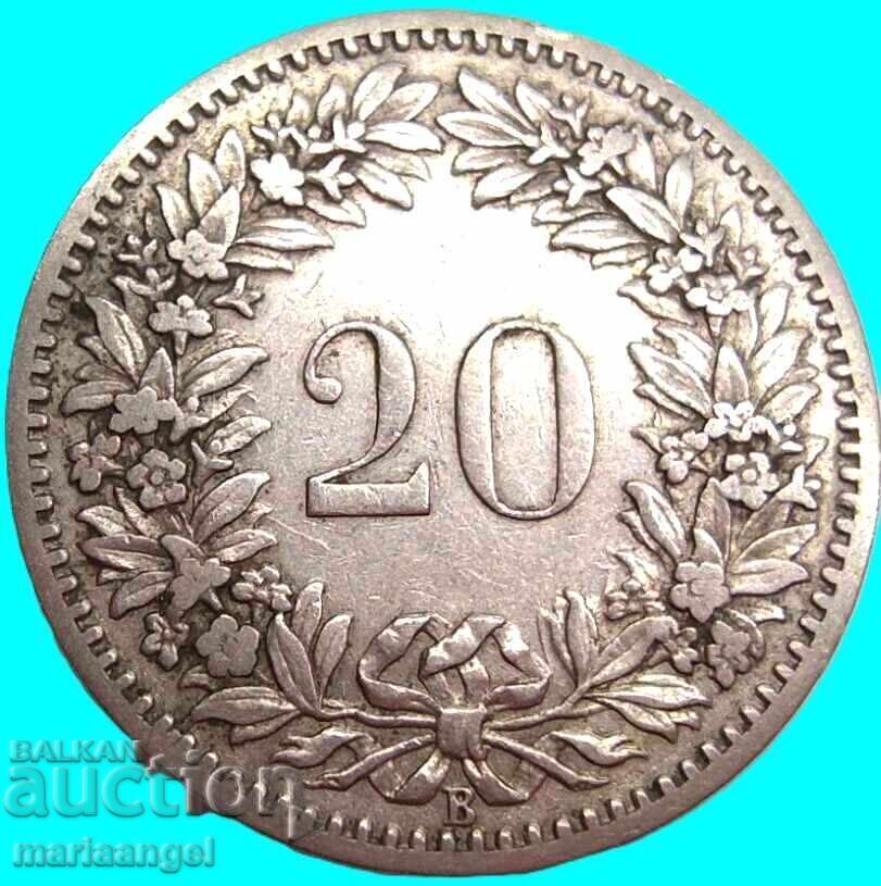 Livrarea 20 Rapen 1887 Elveția Cantonul Berna - an rar