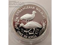 Сребро 1 Пенго 1991 Тонга Застрашени Животни