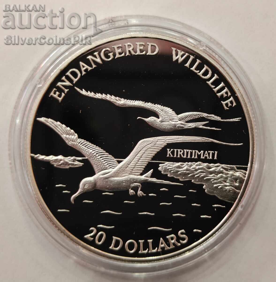 Δημοπρασία Ασημένιο νόμισμα 20 Δολαρίων 1992 Κιριμπάτι Απειλούμενα Ζώα