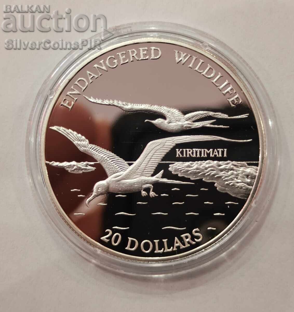 Ασημένιο νόμισμα 20 Δολαρίων 1992 Κιριμπάτι Απειλούμενα Ζώα