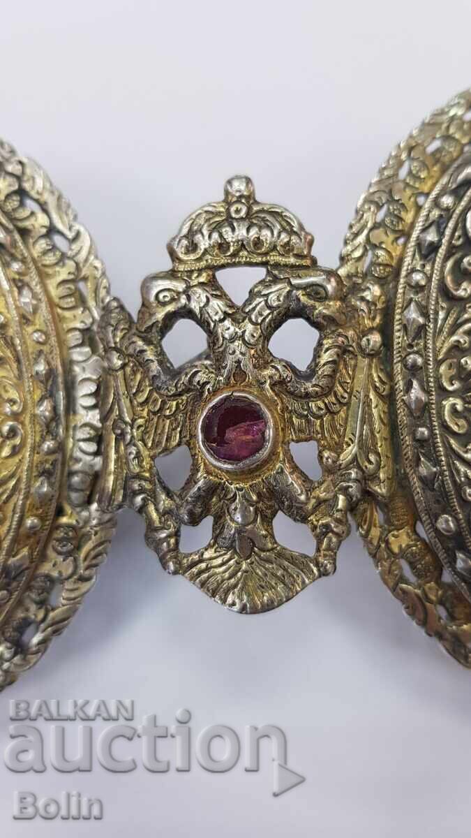Auction  Rare Silver Gilded Revival Belt Buckle, Belt Buckles - 19th Century