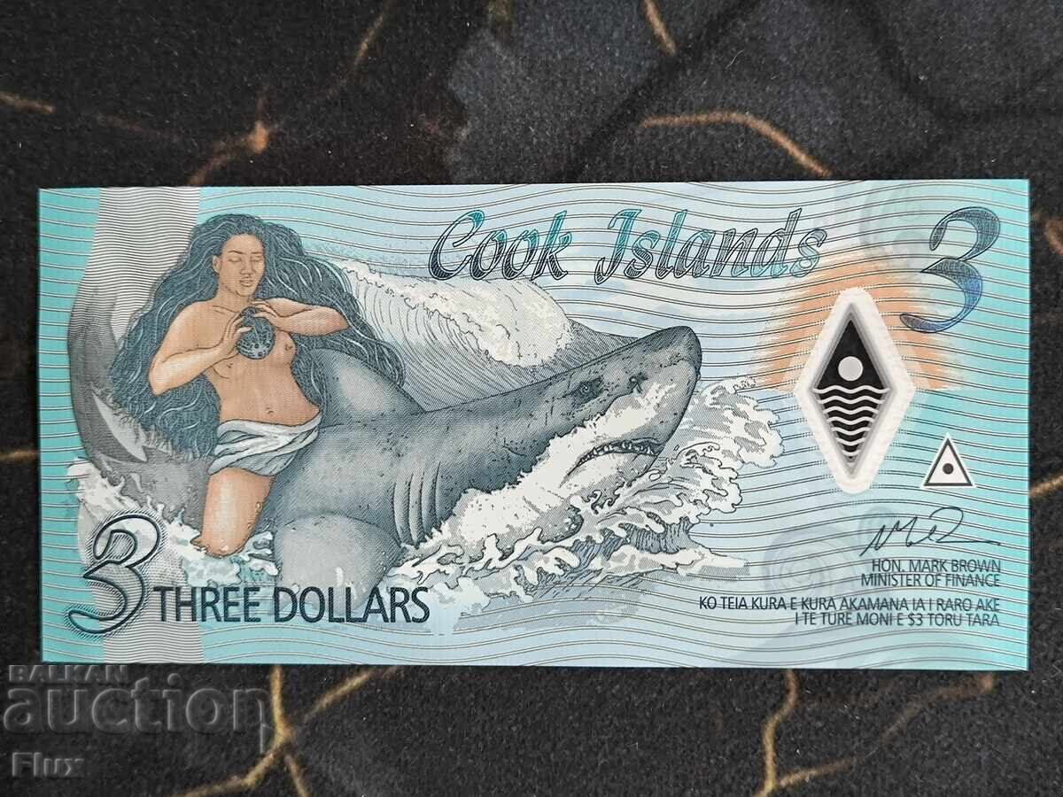 Bancnotă - Insulele Cook - 3 dolari UNC | 2021