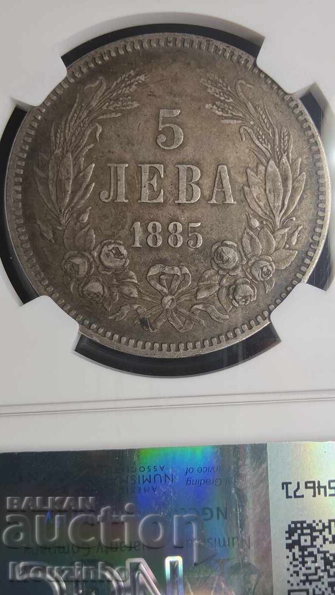 Livrarea 5 leva 1885 VF35 Principatul Bulgariei
