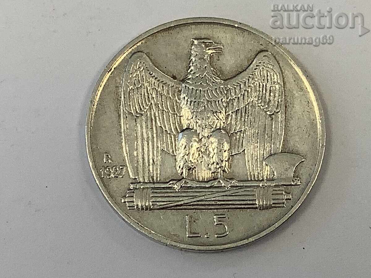 Italia 5 lire 1927 Argint 0.835 Regele Victor Emanuel al III-lea