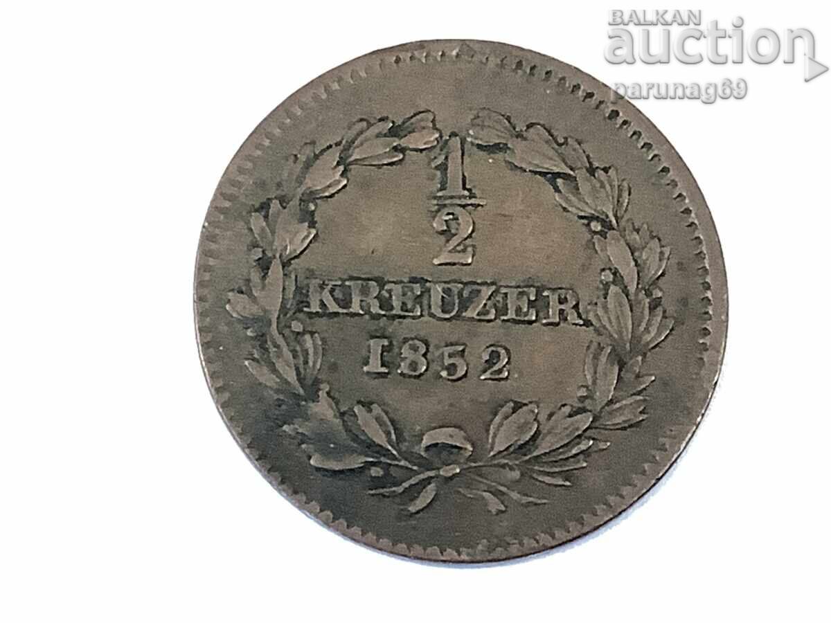 Germania Baden 1/2 kreuzer 1852
