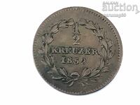 Германия Баден 1/2 кройцер 1852 година