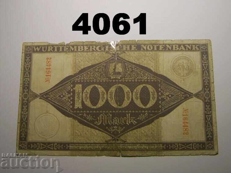 Γερμανία 1000 μάρκα 1922 Σημειώσεις Württembergische Notenbank με τιμή € 2.00 | 3.91 BGN