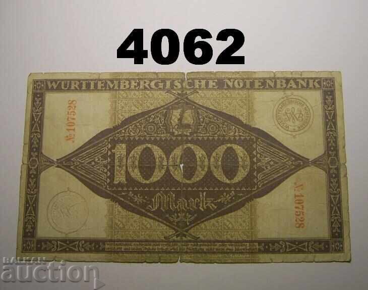 Γερμανία 1000 μάρκα 1922 Σημειώσεις Württembergische Notenbank με τιμή € 2.00 | 3.91 BGN