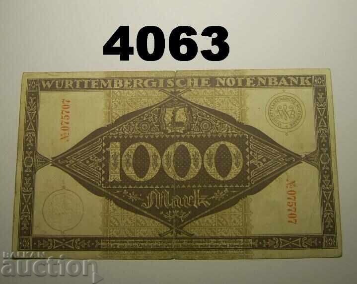 Γερμανία 1000 μάρκα 1922 Σημειώσεις Württembergische Notenbank με τιμή € 5.00 | 9.78 BGN