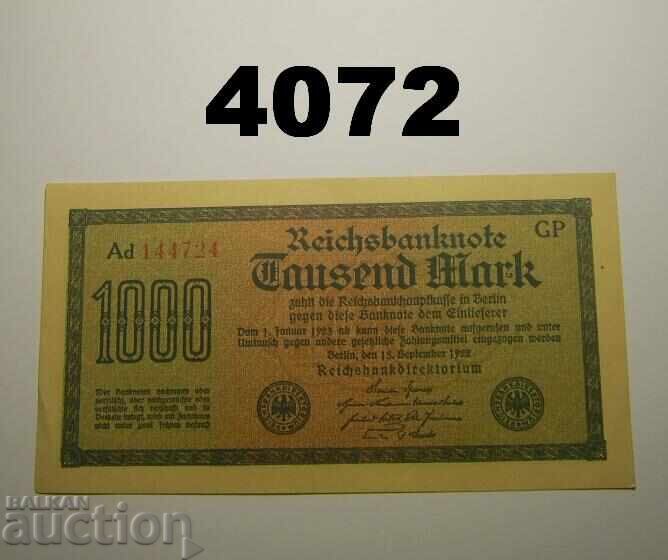 Γερμανία 1000 μάρκα 1922 XF+