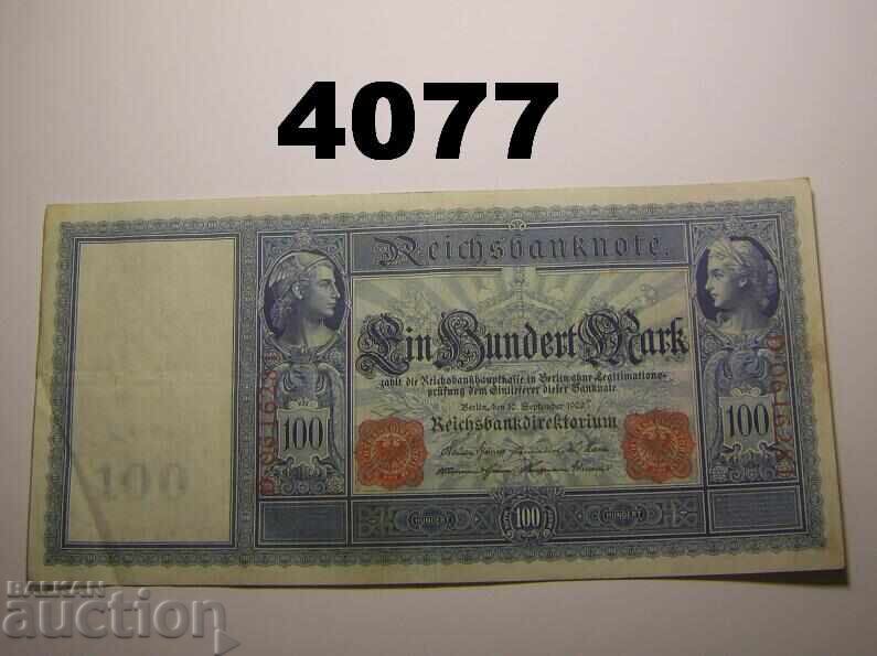 Γερμανία 100 μάρκα 1909 κόκκινη σφραγίδα