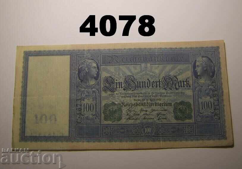 Германия 100 марки 1910 зелен печат