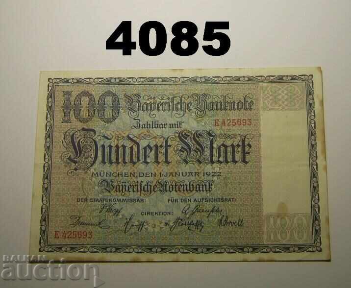 Germania 100 mărci 1922 Bayerische Notenbank