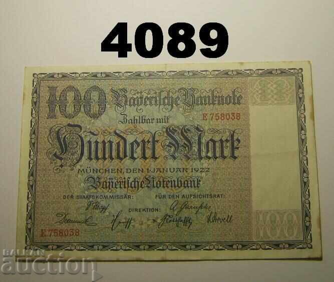 Γερμανία 100 μάρκα 1922 Bayerische Notenbank