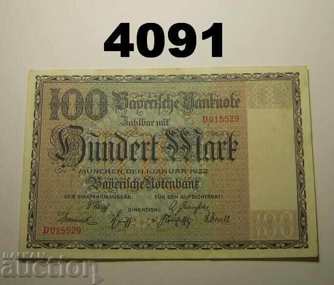 Germania 100 mărci 1922 Bayerische Notenbank