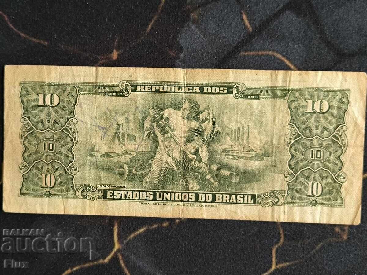 Τραπεζογραμμάτιο - Βραζιλία - 10 cruzeiros | 1966 με τιμή € 6.35 | 12.42 BGN