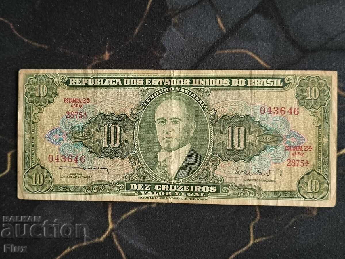 Τραπεζογραμμάτιο - Βραζιλία - 10 cruzeiros | 1966
