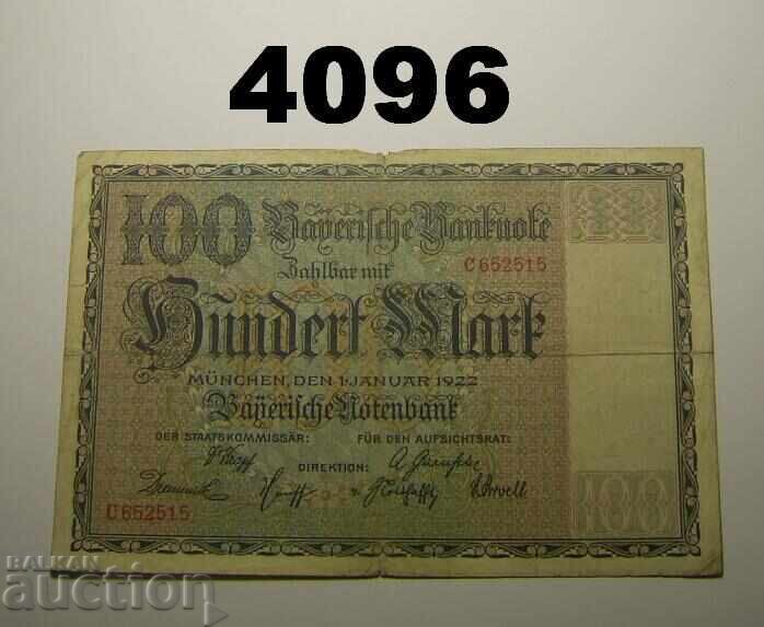 Germania 100 mărci 1922 Bayerische Notenbank