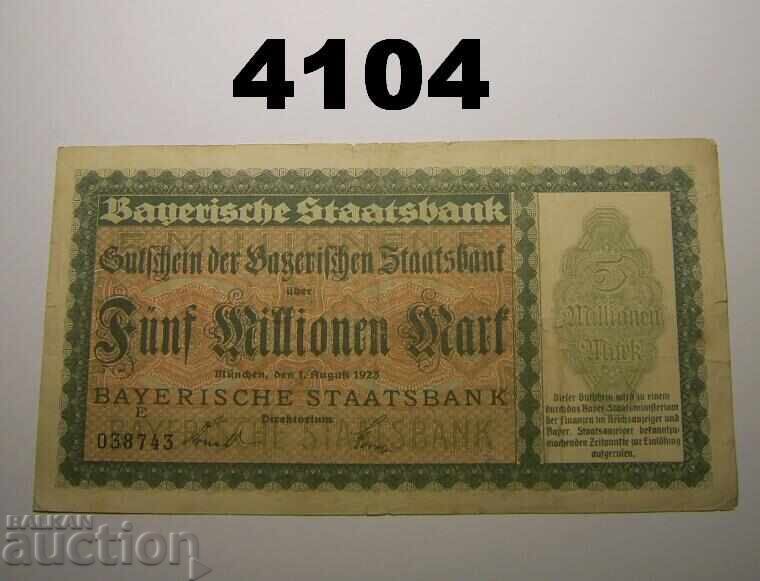 Γερμανία 5 εκατομμύρια μάρκα 1923 Bayerische Staatsbank