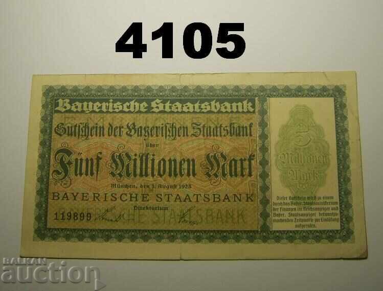 Γερμανία 5 εκατομμύρια μάρκα 1923 Bayerische Staatsbank