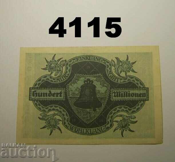 Germania Mindelheim 100 million mark 1923 cu preț € 3.00 | 5.87 BGN