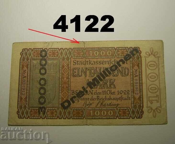 Γερμανία 3 εκατομμύρια μάρκα 1923 Βερολίνο