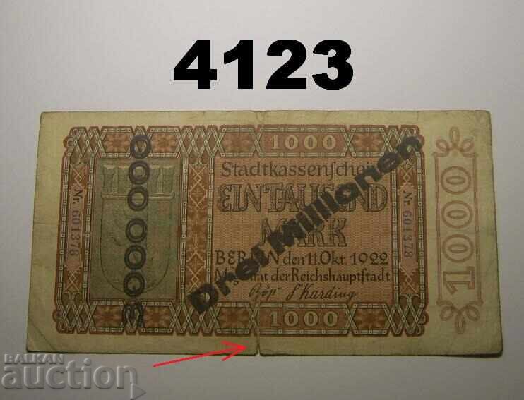 Germania 3 milioane mărci 1923 Berlin
