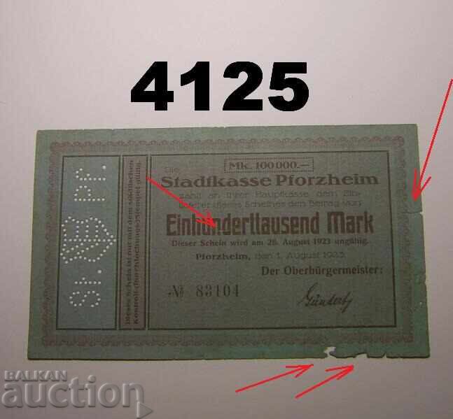 Pforzheim 100000 mărci 1923 Germania
