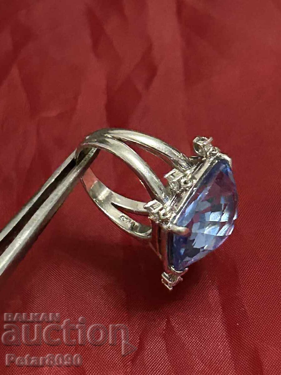 Licitație Inel de damă din argint cu acvamarin, topaz, spinel 19/14mm