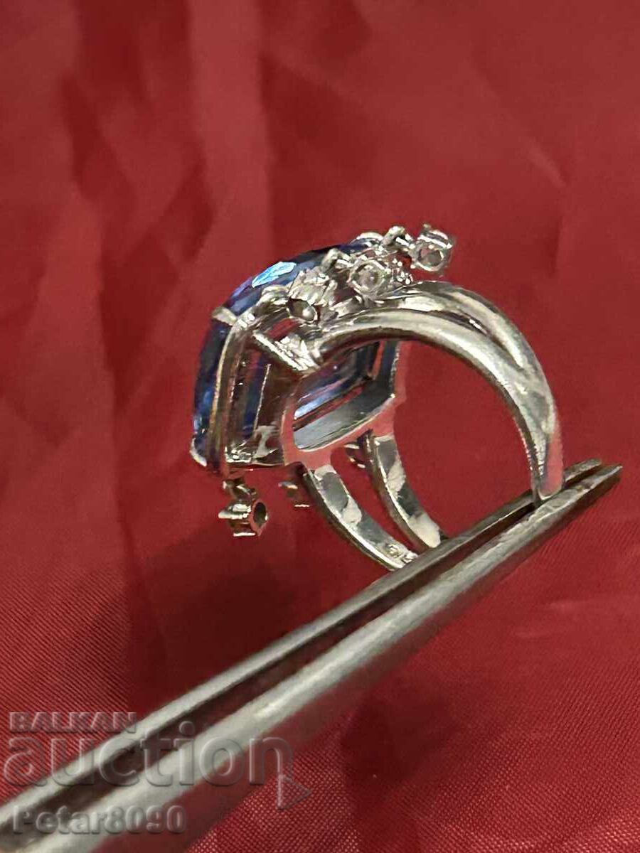 Livrarea Inel de damă din argint cu acvamarin, topaz, spinel 19/14mm
