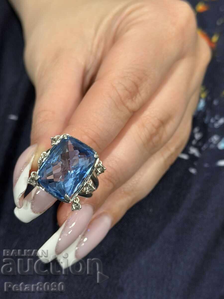 Inel de damă din argint cu acvamarin, topaz, spinel 19/14mm - 5