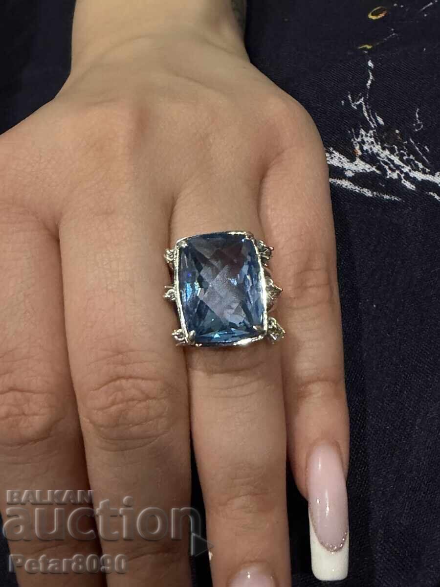 Inel de damă din argint cu acvamarin, topaz, spinel 19/14mm - 6